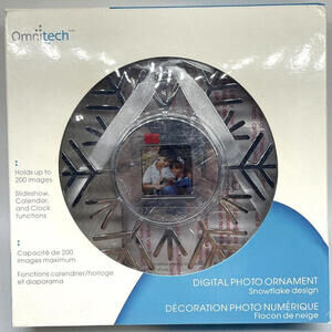 Silver Snowflake Digital Photo Frame Christmas Ornament USB Cable NEW‎ in Box